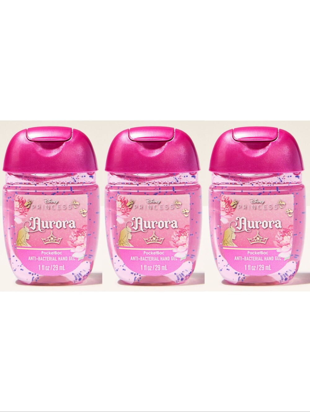 Bath & Body Works Disney Princess Aurora Pink PocketBac Hand Gel Set of 3 NEW